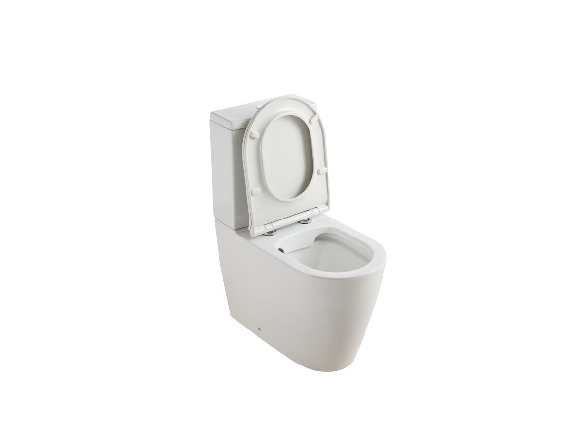 Kado Lux Close Coupled Back To Wall Rimless Overheight Back Inlet Toilet Suite with Thin Soft Close Quick Release Seat (4 Star)