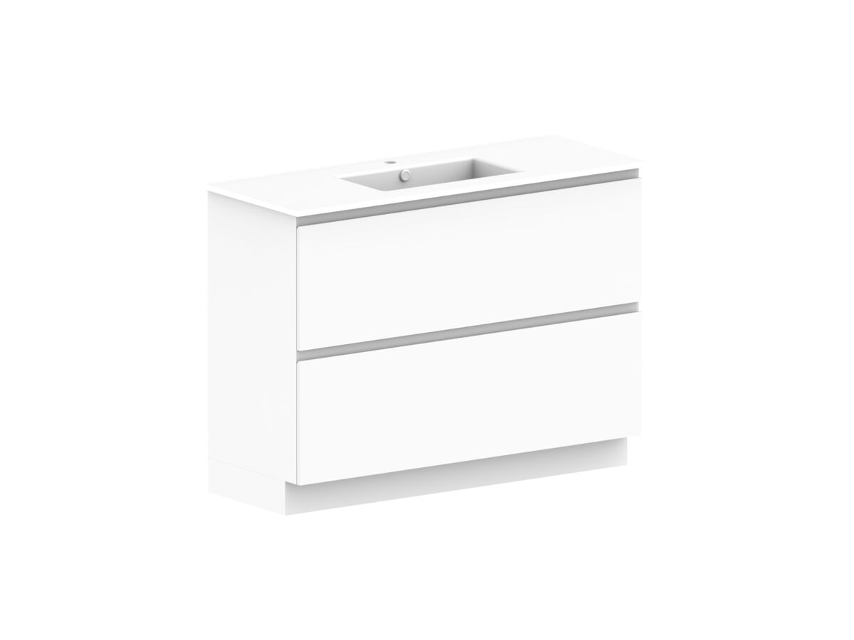 Posh Domaine All-Drawer Twin 1200mm Floor Mounted Vanity Unit Single Bowl Ceramic Top Centre Basin
