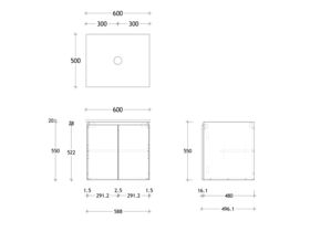 Posh Domaine 600mm Wall Hung Vanity Unit Conventional Friday Top (no basin)