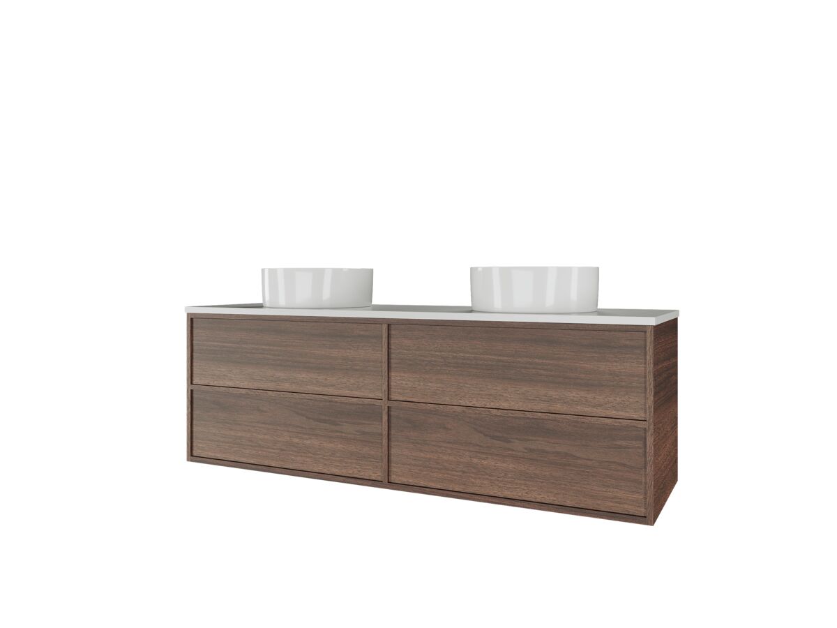 Kado Aspect Wall Hung Vanity Unit 1500mm Double Bowl 4 Drawer Corian 20mm Top