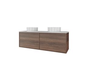 Kado Aspect Wall Hung Vanity Unit 1500mm Double Bowl 4 Drawer Corian 20mm Top