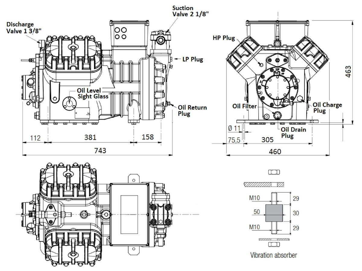Tecumseh Semi Hermetic Compressor SH4639ZMZ