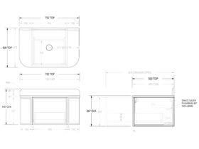 ADP Flo by Alisa & Lysandra All Drawer Vanity Unit Centre Bowl 750 Friday Quartz Top 1 Drawer (No Basin)