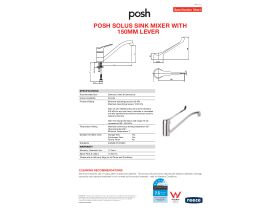 Specification Sheet - Posh Solus Sink Mixer Tap 150mm Lever Handle Chrome (4 Star)