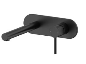 Mizu Drift Wall Basin/Bath Mixer Set Straight Spout Matte Black (6 Star)