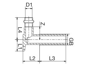 Technical Drawing - >B< Press Wall Plate Elbow Male