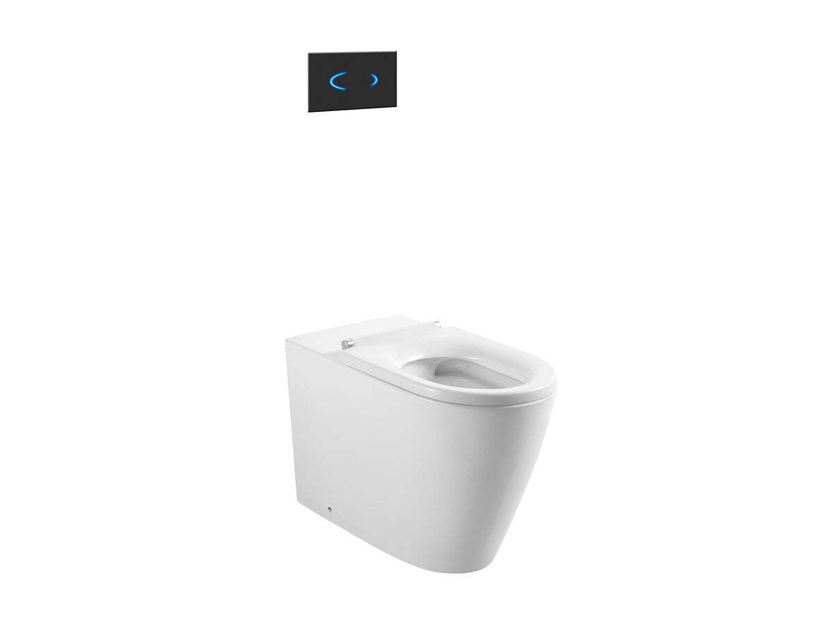 Wolfen Ambulant Back To Wall Rimless Pan with Inwall Cistern, Sensor Button, Single Flap Seat White (4 Star)