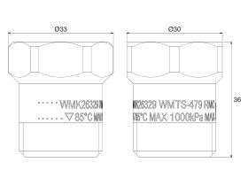 Technical Drawing - Floodguard Shut Off Valve 20mm Lead Free