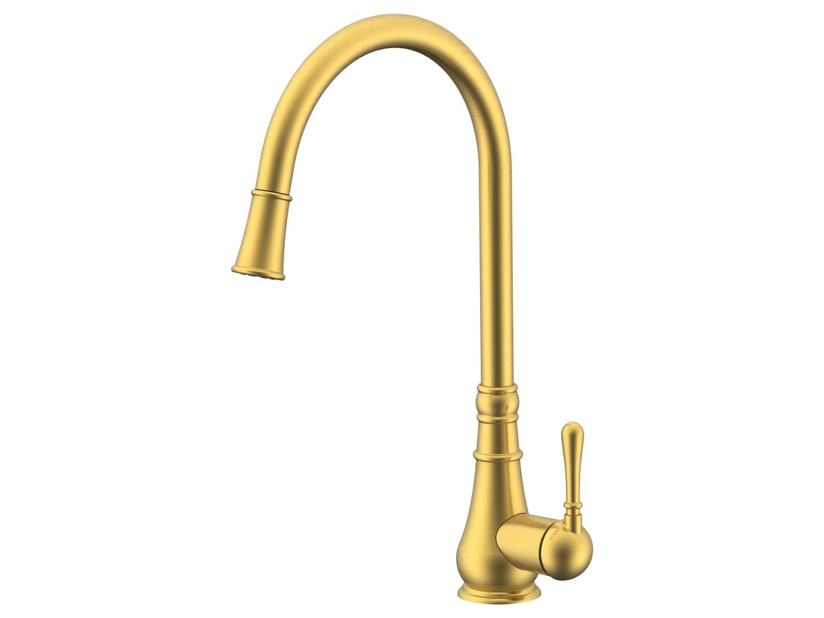 Milli Voir Gooseneck Pull-Out Sink Sink Mixer Tap Brushed Gold (4 star)