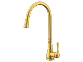Milli Voir Gooseneck Pull-Out Sink Sink Mixer Tap Brushed Gold (4 star)