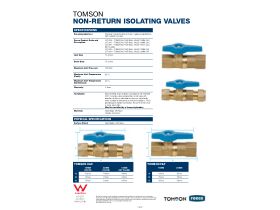 Specification Sheet - Tomson Non-Return Isolating Valves