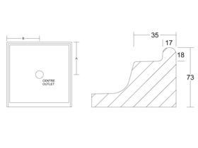 Marbletrend Poly Shower Base 820X820 Centre Outlet White