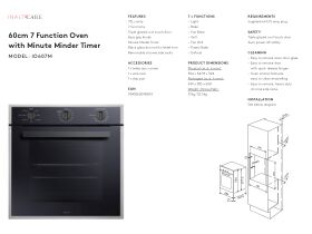 Specification Sheet - Inalto Care IO607M Oven 7 Function 60cm