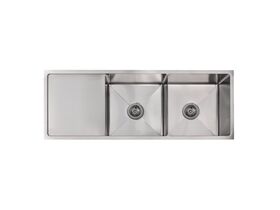 Memo Zenna Double Bowl Sink No Taphole with Reversible Drainer Stainless Steel