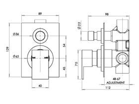 Milli Edge Shower / Bath Mixer with Diverter Chrome