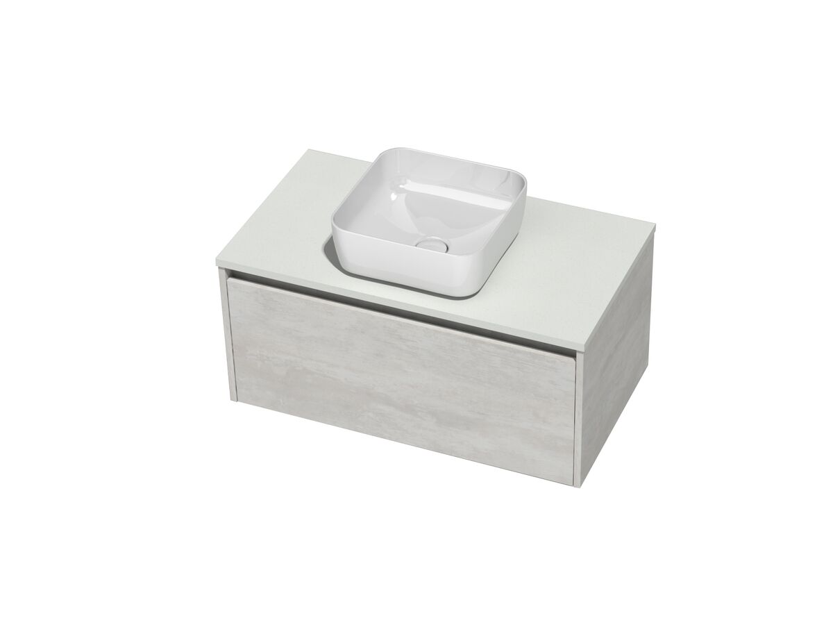 Kayla Wall Hung Vanity Unit 900 I Drawer Cherry Pie Centre Square Basin Woodgrain