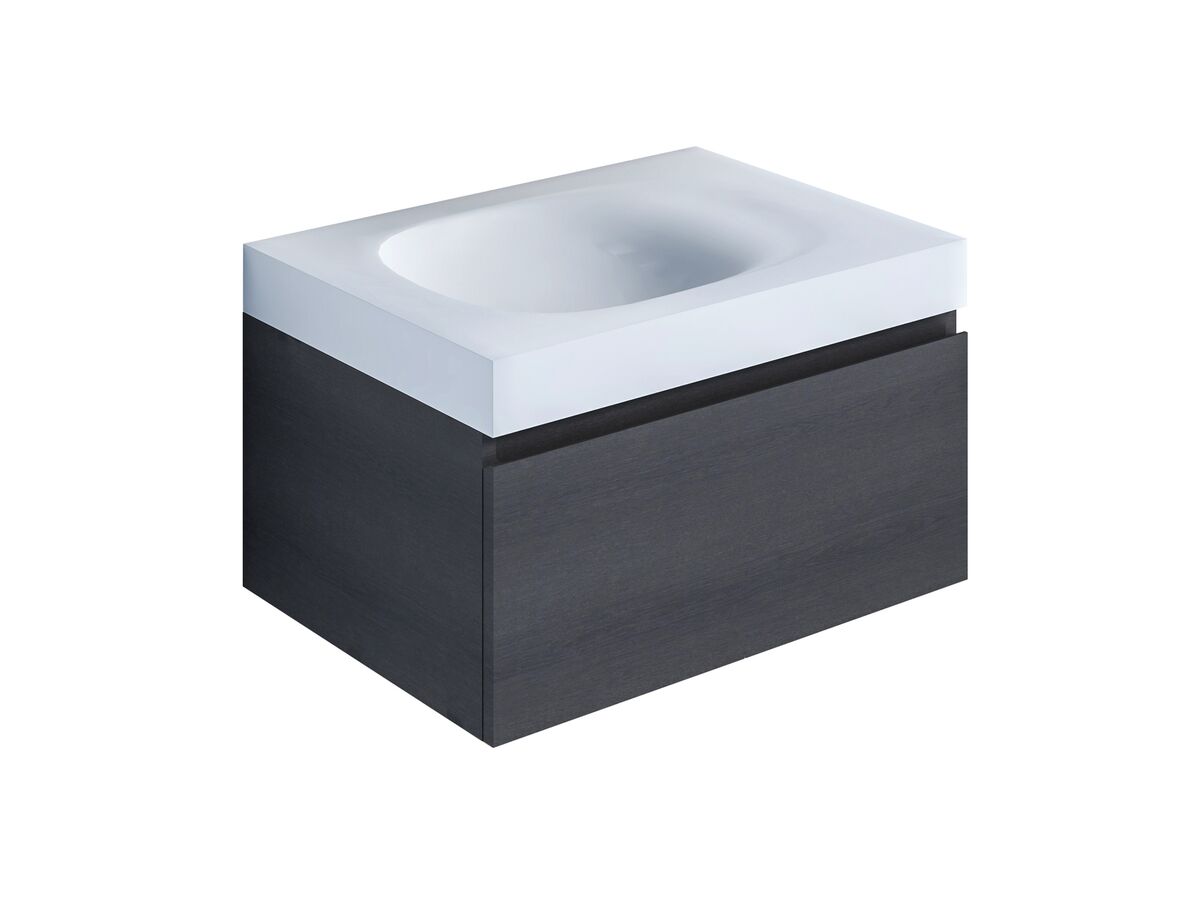 Kado Lussi 700mm Wall Hung Vanity Unit with One Soft Close Drawer Timber Finish