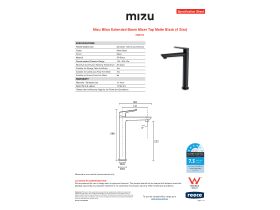 Specification Sheet - Mizu Bliss Extended Basin Mixer Tap Matte Black (4 Star)