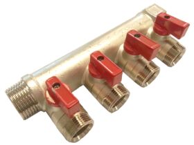 Rifeng Water Manifold Male & Female 1 x 3/4 Outlet - Red Handle