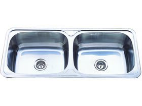 Base Double Inset Laundry Trough 1 Taphole with Bypass 90 litres Stainless Steel