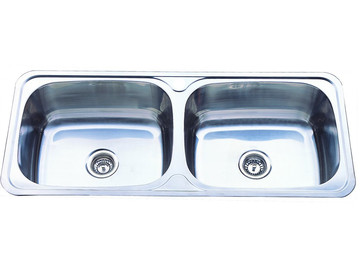 Base Double Inset Laundry Trough 1 Taphole with Bypass 90 litres