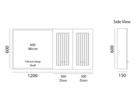 Kado Era Mirrored Shaving Cabinet 2 Door 1200mm