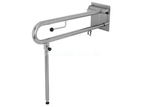 RBA Bariatric Drop Down Grab Rail with Toilet Roll Holder Right Hand Stainless Steel