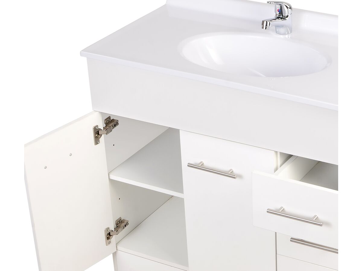 Base 2 Door 3 Right Hand Drawers Vanity Unit with Kick 1 Taphole 910mm