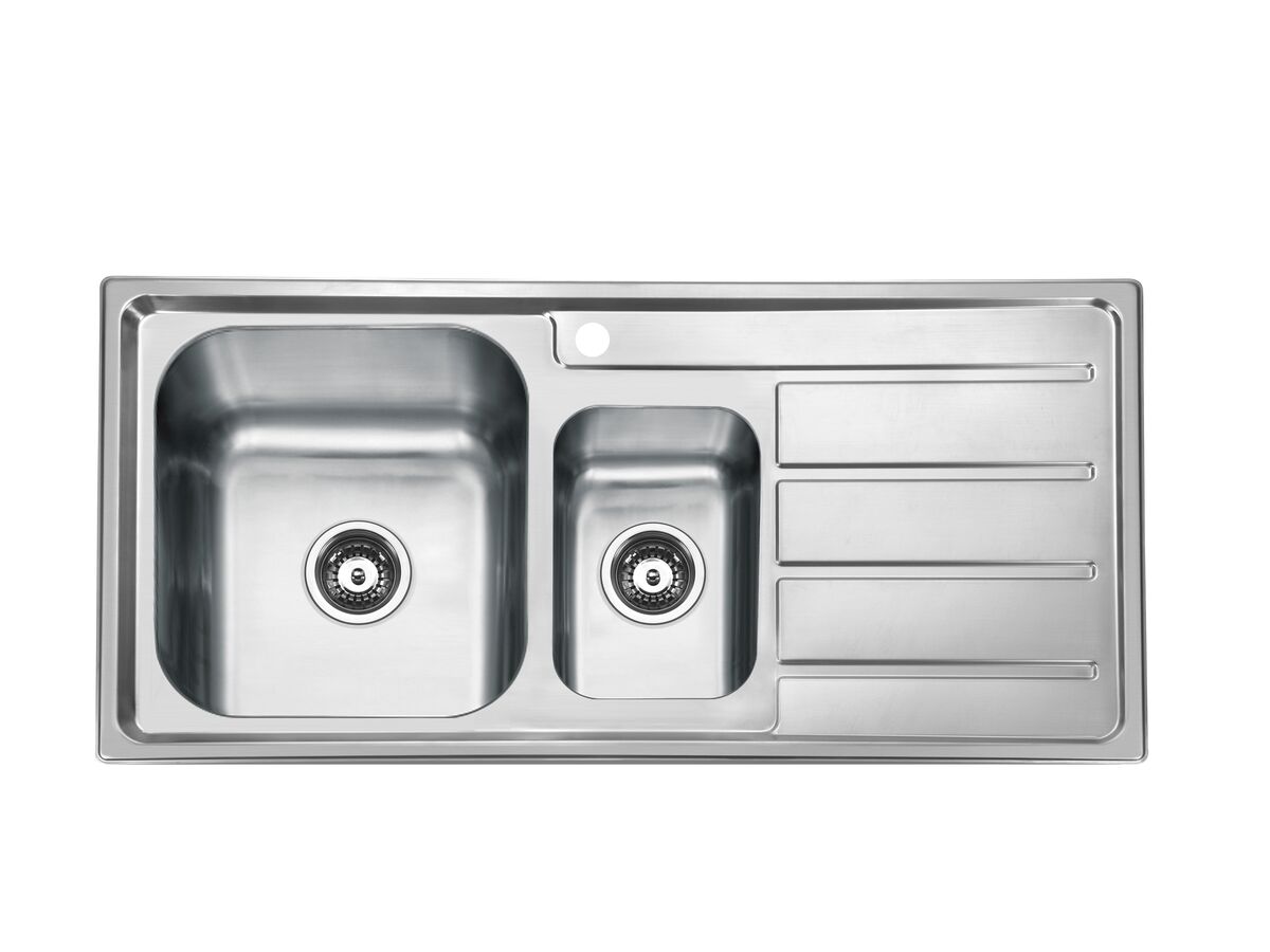 Posh Solus MK3 1 1/3 Bowl Inset Sink, 1 Taphole, Left Hand Bowl Stainless Steel