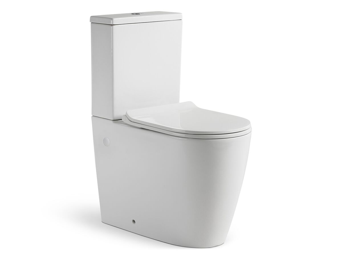 Kado Lux Close Coupled Back To Wall Rimless Overheight Bottom Inlet Toilet Suite with Thin Soft Close Quick Release Seat (4 Star)