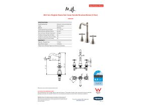 Specification Sheet - Milli Voir English Basin Set Cross Handle Brushed Nickel (5 Star)