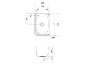 CLARK 7610 Flushline Drop-in Single Bowl Laundry Trough with One By-pass Kit & Two holes 30 Litre Stainless Steel