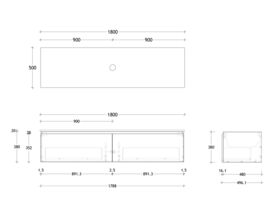 Posh Domaine 1800mm Wall Hung Vanity Unit All-Drawer Single Bowl Cherry Pie Top (no basin)