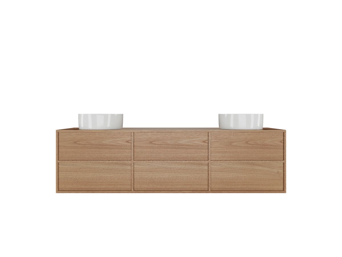 Kado Aspect 1800mm Wall Hung Vanity Unit Double Bowl Timber Top from Reece