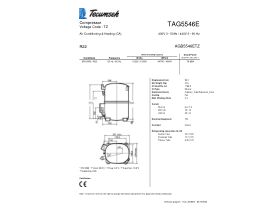 Technical Specifications - Tecumseh Compressor 3.75hp R22 MHBP TAG5546E TUBE