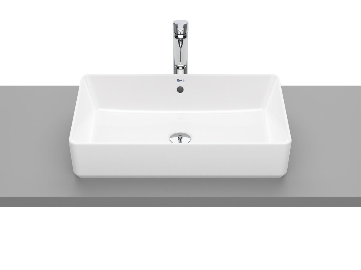 Roca The Gap Square Above Counter Basin 600mm x 370mm With Overflow White