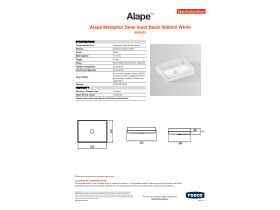 Specification Sheet - Alape Metaphor Semi Inset Basin 500mm White