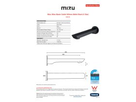 Specification Sheet - Mizu Bliss Basin Outlet 200mm Matte Black (4 Star)