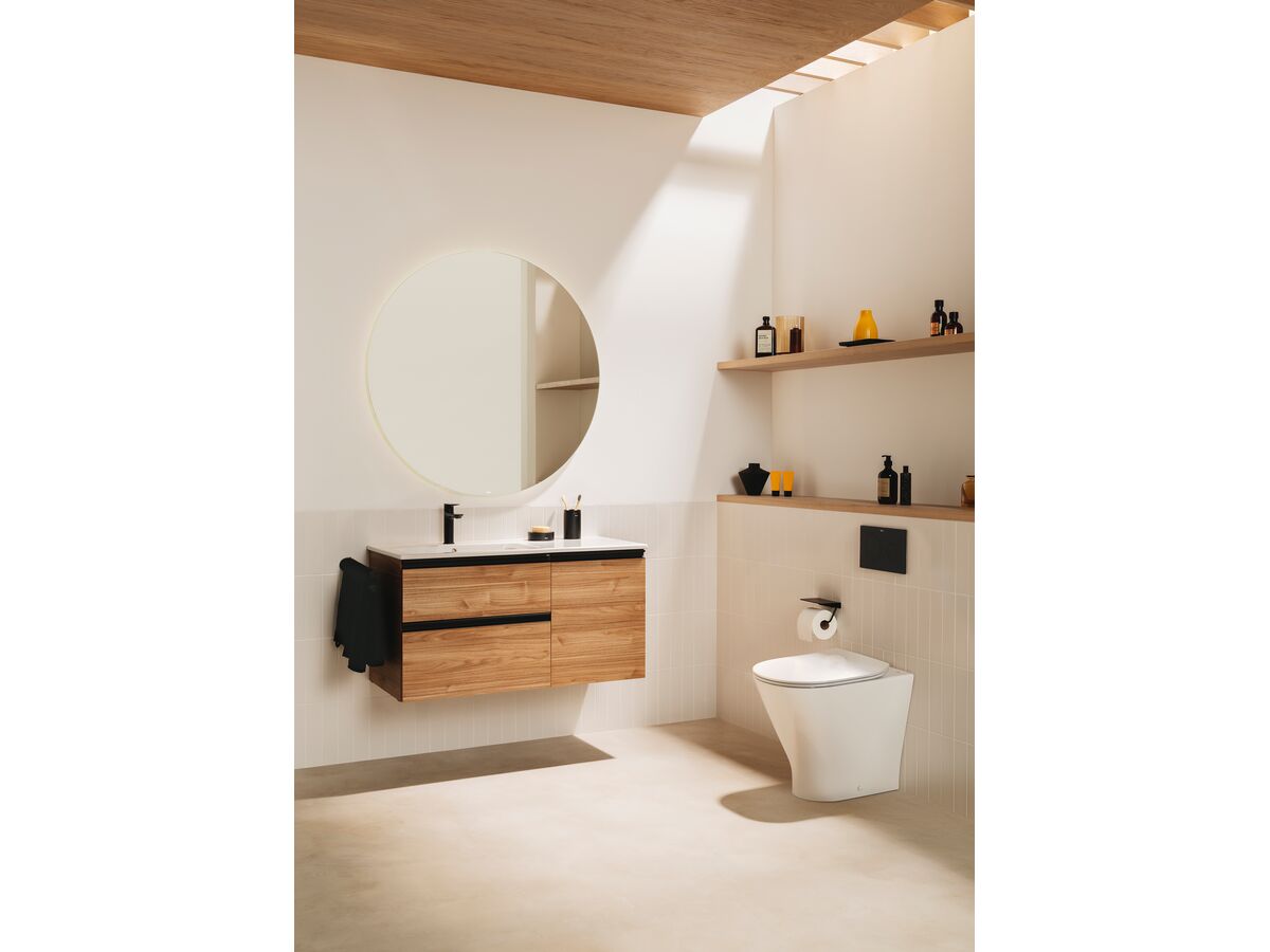 Roca The Gap Round Close Coupled Back to Wall Rimless Overheight Back/Bottom Inlet Toilet Suite with Soft Close Quick Release Thin Seat White (4 Star)