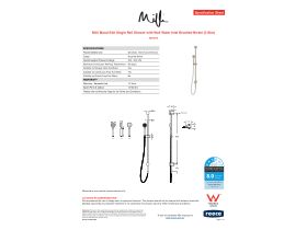 Specification Sheet - Milli Mood Edit Single Rail Shower with Wall Water Inlet Brushed Nickel (3 Star)