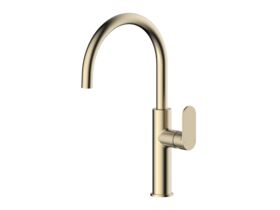 Hero - Mizu Soothe MK2 Gooseneck Sink Mixer Curved Brushed Brass (5 Star)