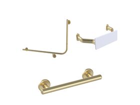 Mizu Drift 90 Degree Accessible WC Kit Left Hand Brushed Brass
