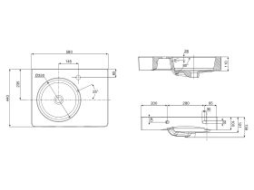 Kado Lux Wall Basin with Shelf with Fixings 580 x 440mm 1 Taphole White