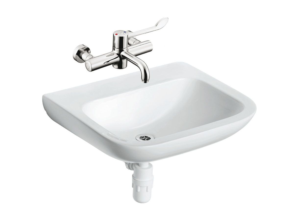 Portman 21 Wall Basin with Fixing Bolts 600mm No Taphole White from Reece