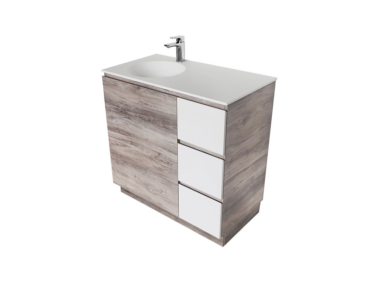 Cibo Habitat 900mm Floor Mount Vanity Unit 1 Door 3 Drawers From Reece