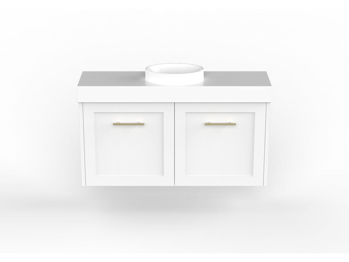Kado Lux Petite Vanity Unit Wall Hung 900mm Centre Bowl Caesarstone