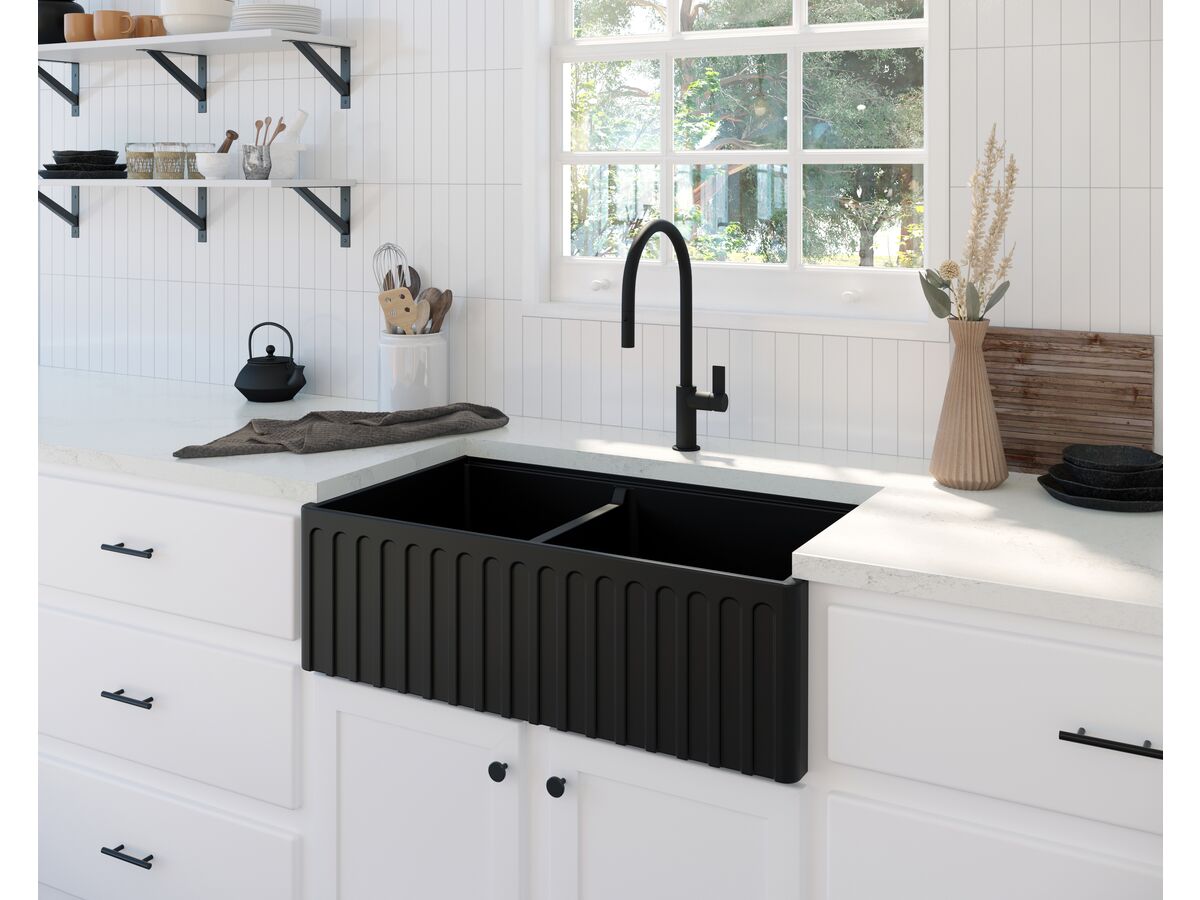 Memo Harper 1 3/4 Butler Sink Fireclay Matte Black from Reece