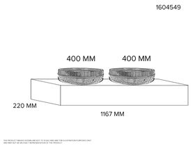 Return Air Plenum - 1167mm x 220mm With 2 x 400mm Spigots
