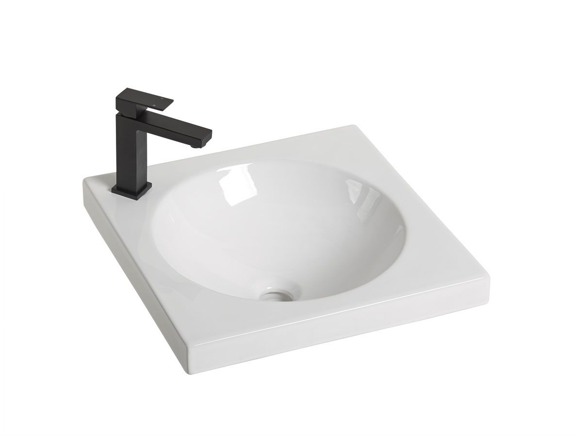 Kado Lux Square Semi inset Basin 1 Taphole White