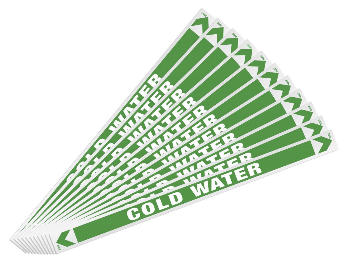 Pipe Marker Cold Water 400mm x 25mm (10) from Reece